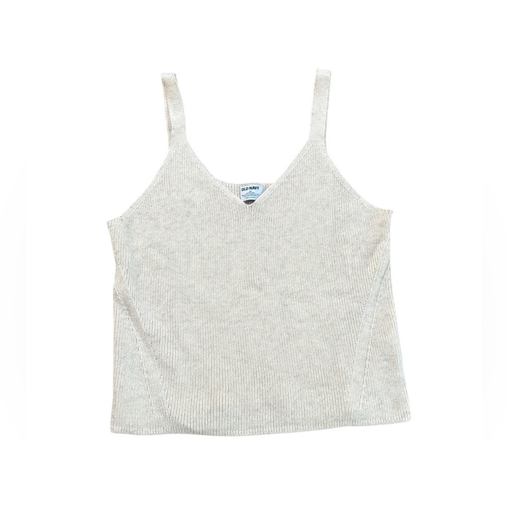 Old Navy V-Neck Rib-Knit Tank Top Wool Stretch Cropped 2X - Picture 2 of 9